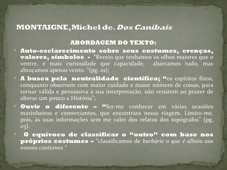 dos canibais michel de montaigne
